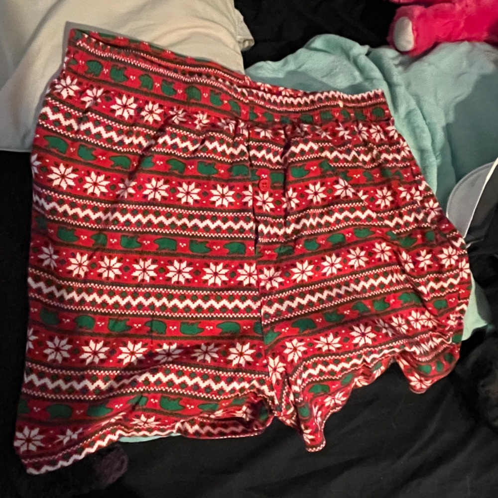 Christmas print pajama shorts